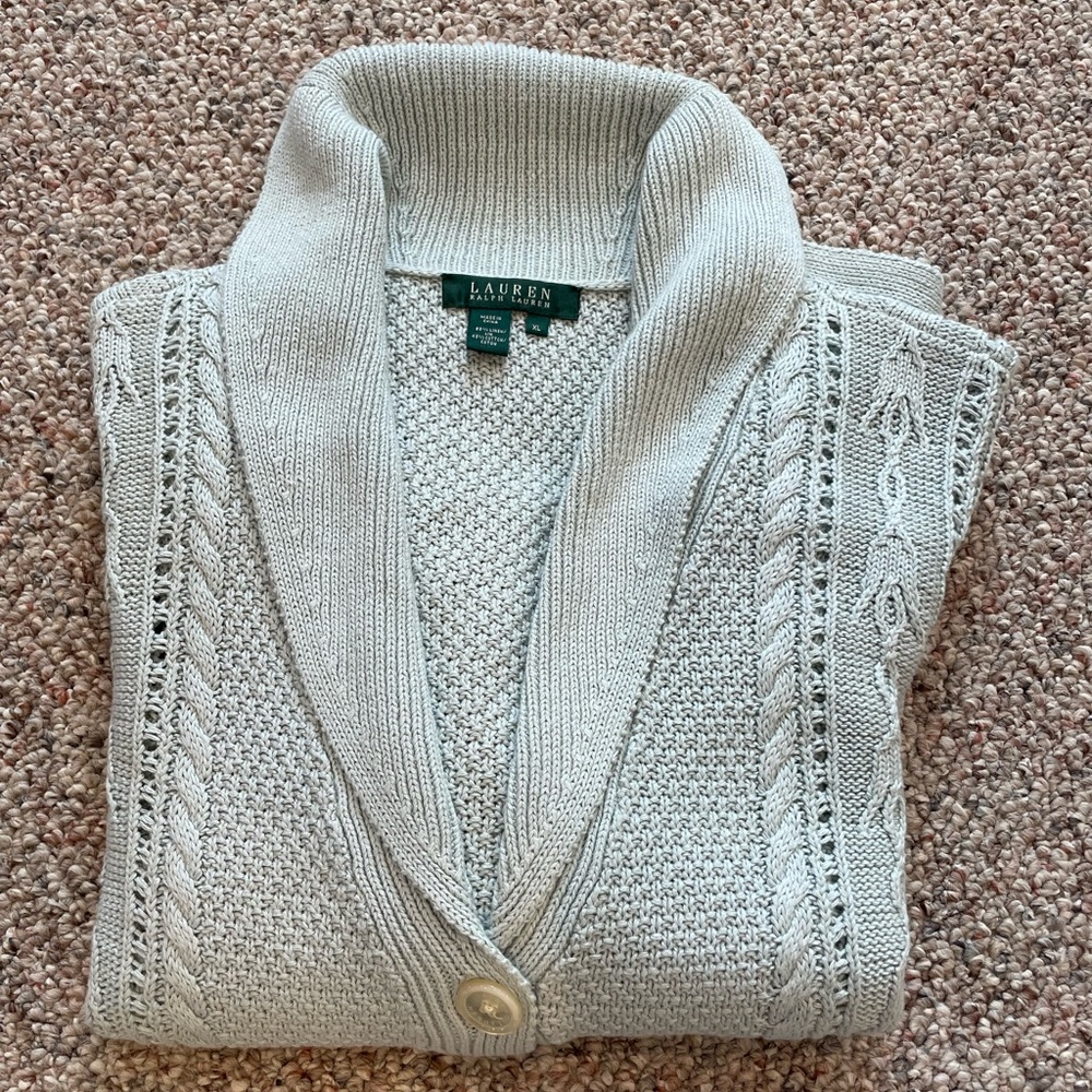 Lauren by Ralph Lauren Woven Button Down Sweater - Picture 2 of 7